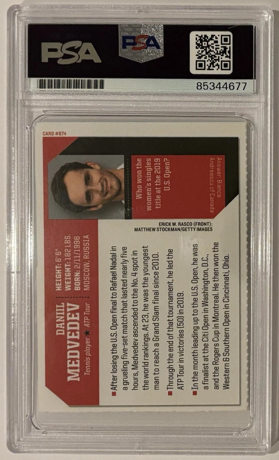 Daniil Medvedev Autographed/Signed Sports Illustrated SI Kids Card #874 PSA!