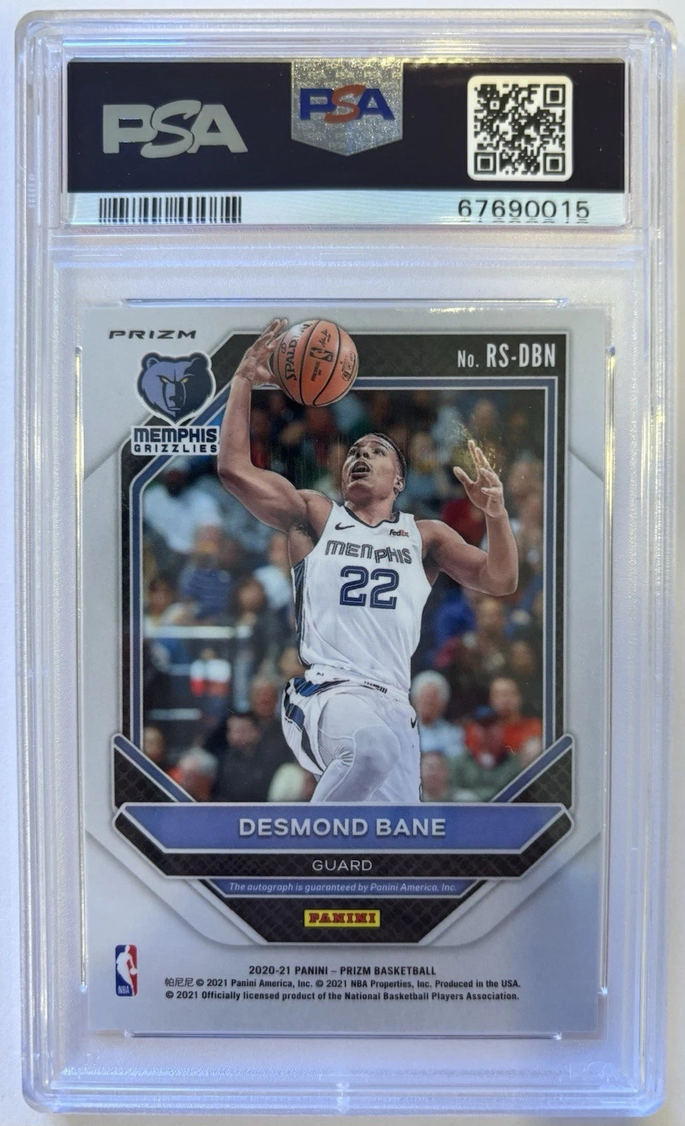 Desmond Bane 2020-21 Panini Prizm Silver Auto Rookie RC Memphis Grizzlies PSA 9!