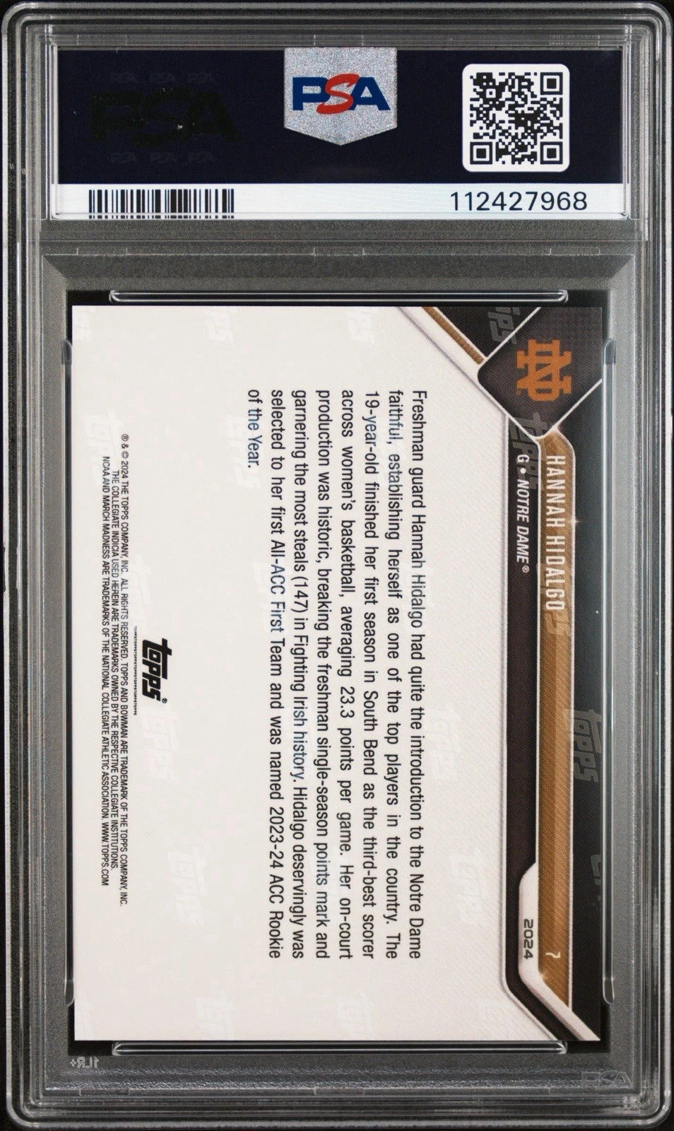 Hannah Hidalgo Autographed/Signed 2023 Topps Now Bowman U #7 PSA Encapsulated!