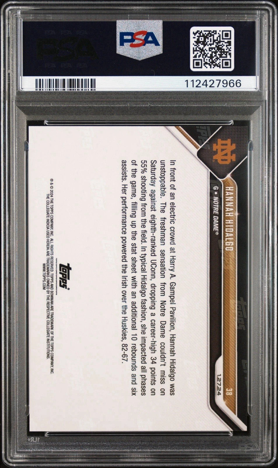 Hannah Hidalgo Autographed/Signed 2023 Topps Now Bowman U #38 PSA Encapsulated!