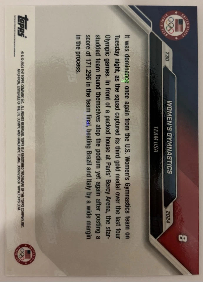 Jordan Chiles 2024 Paris Olympic Games USA Women's Gymnastics Topps Now Card #8! (Unsigned)