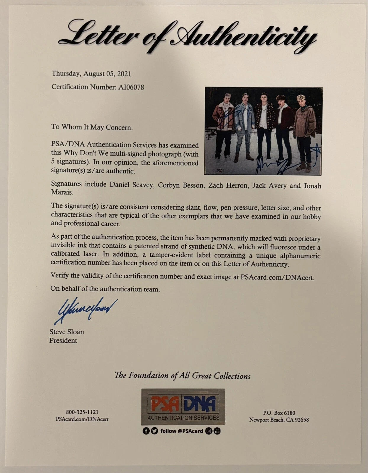 Why Don't We FULL BAND 5x Autographed/Signed 11x14 Photo PSA LOA!