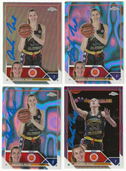 LOT Of 4 Amanda Muse Autographed/Signed 2022 Topps Chrome McDonald's All-America Refractor Cards!