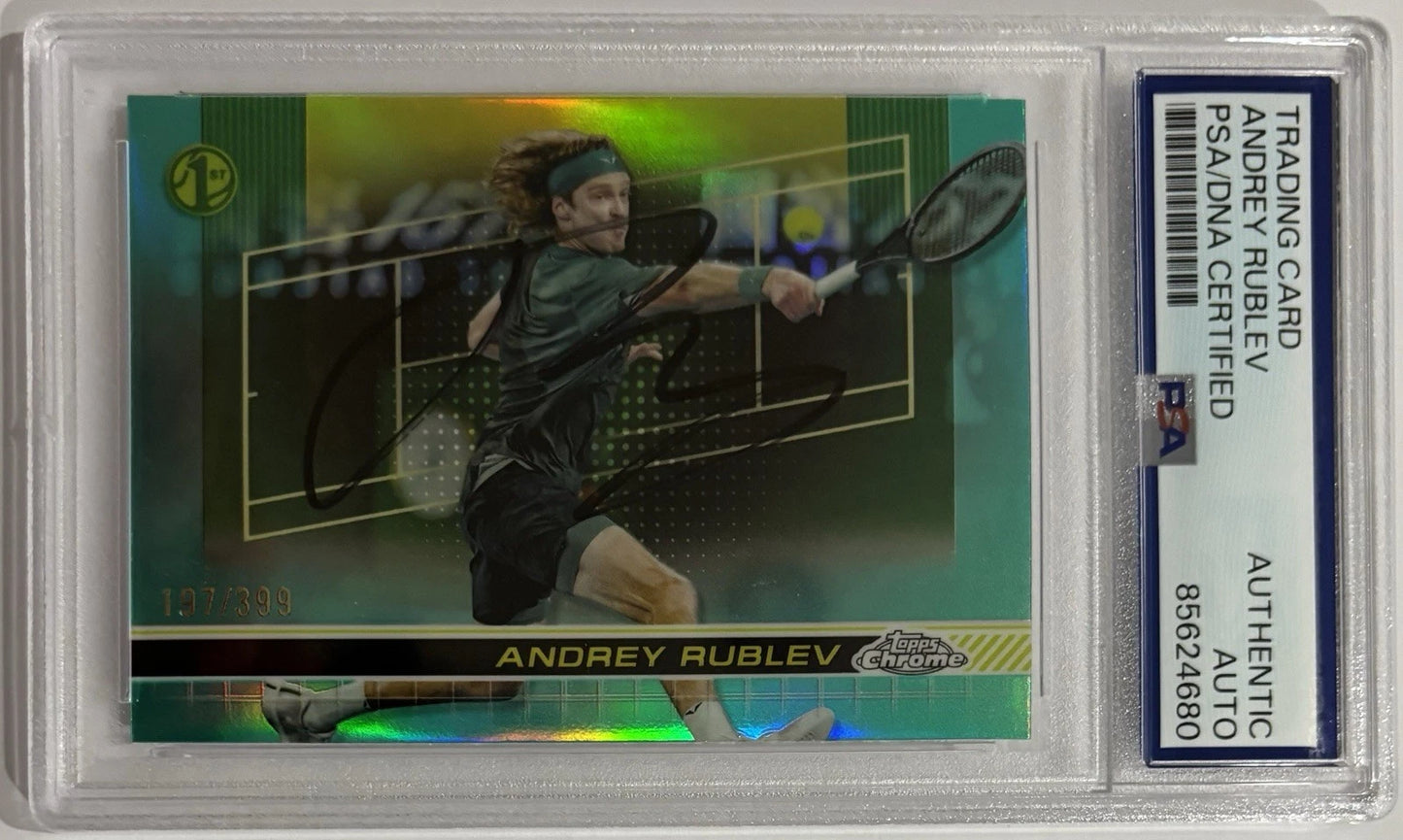 Andrey Rublev Autographed/Signed 2024 Topps Chrome 1st Card Aqua Refractor /399 PSA & Exact Proof!