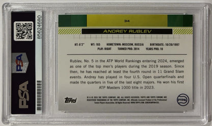 Andrey Rublev Autographed/Signed 2024 Topps Chrome 1st Card Aqua Refractor /399 PSA & Exact Proof!