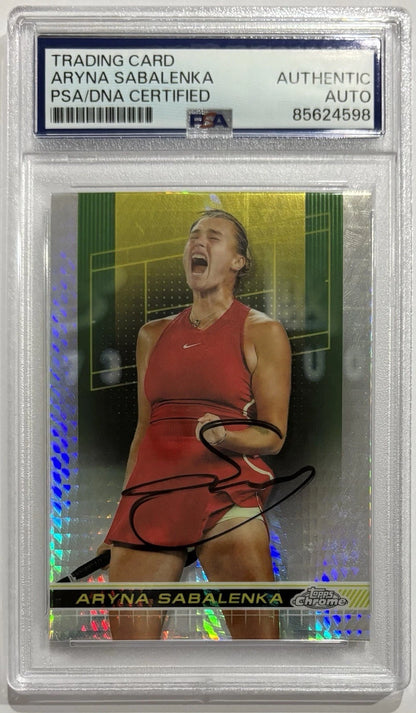 Aryna Sabalenka Autographed/Signed 2024 Topps Chrome Prism Refractor Card PSA!