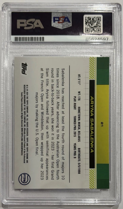 Aryna Sabalenka Autographed/Signed 2024 Topps Chrome Sapphire Card PSA!