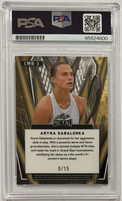 Aryna Sabalenka Autographed/Signed 2024 Leaf Blue Refractor /15 Press Pass Premium Card PSA!
