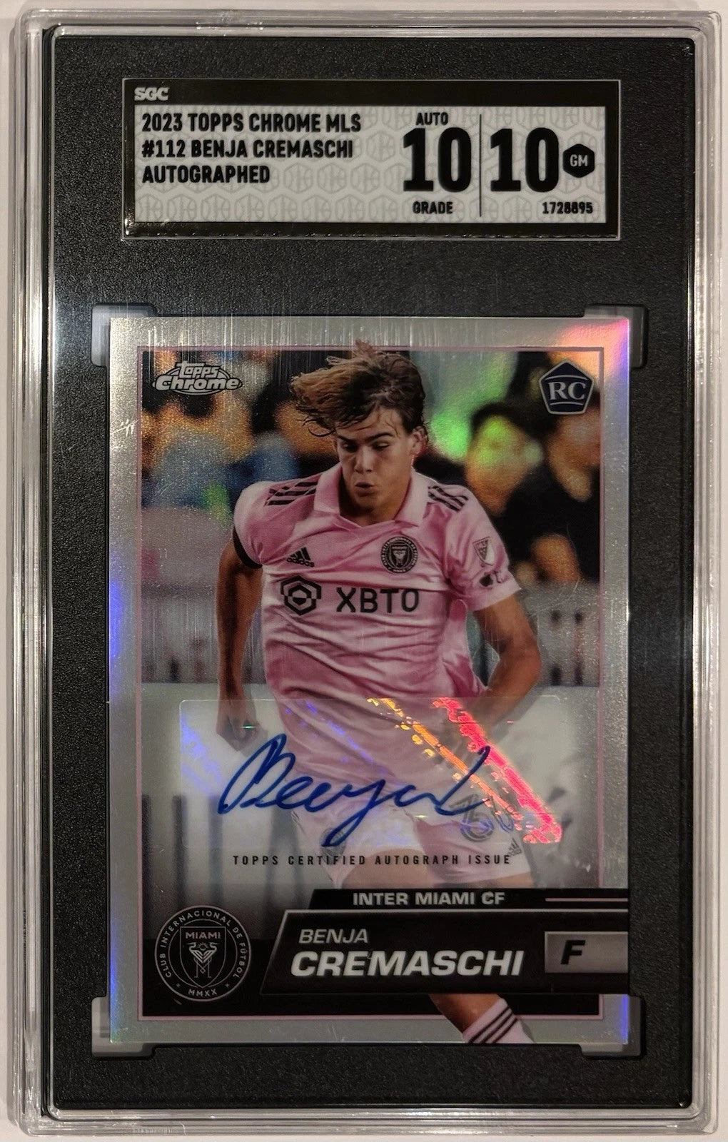 Benja Cremaschi 2023 Topps Chrome MLS Refractor Inter Miami RC SGC Card 10 Auto 10