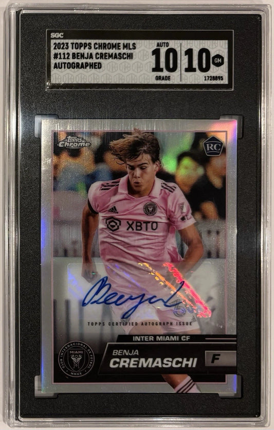 Benja Cremaschi 2023 Topps Chrome MLS Refractor Inter Miami RC SGC Card 10 Auto 10