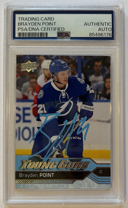 Brayden Point Autographed/Signed 2016-17 Upper Deck Young Guns RC Card PSA!