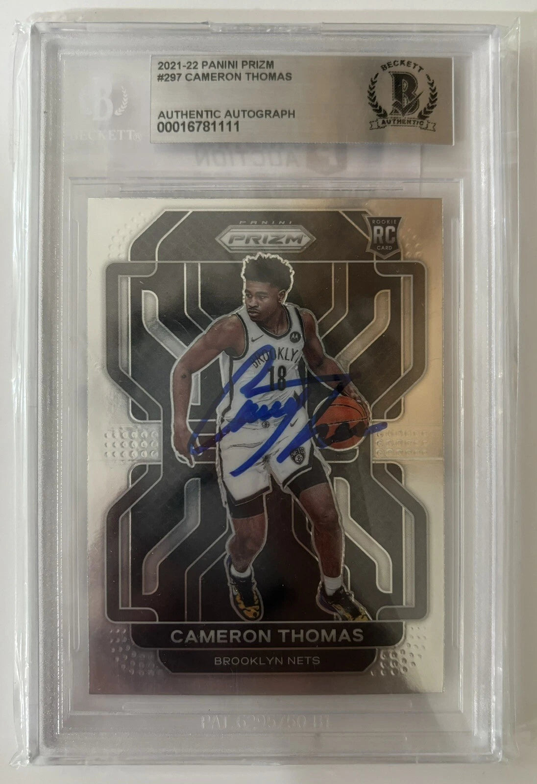 Cameron Thomas Autographed/Signed 2021-22 Panini Prizm RC Brooklyn Nets Beckett!