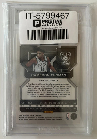 Cameron Thomas Autographed/Signed 2021-22 Panini Prizm RC Brooklyn Nets Beckett!