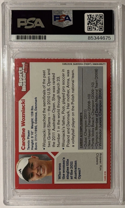 Caroline Wozniacki Autographed/Signed Sports Illustrated SI Kids RC Card #36 PSA!