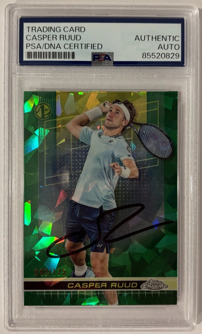 Casper Ruud Autographed/Signed 2024 Topps Chrome Green Cracked Ice /125 1st Card PSA!
