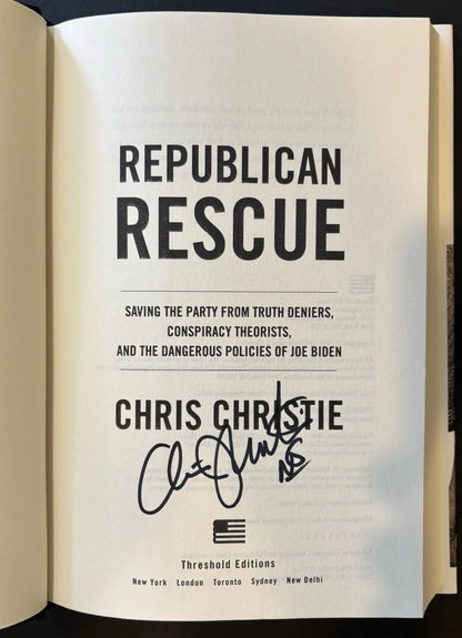 Chris Christie Autographed/Signed Republican Rescue Hardcover Book!