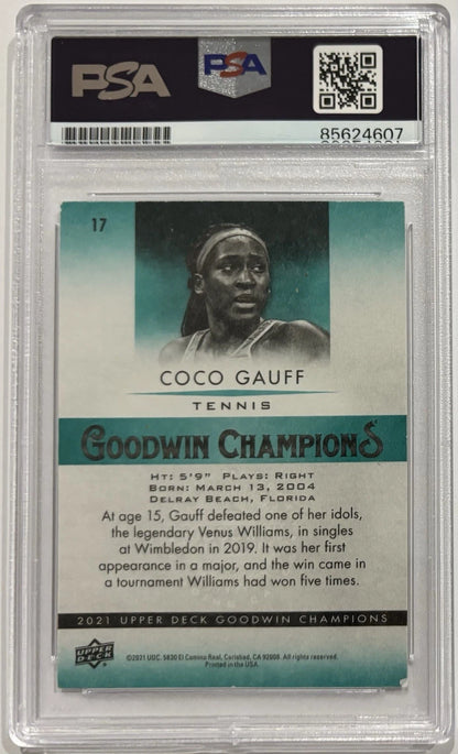 Coco Gauff Autographed/Signed 2021 Upper Deck Goodwin Champions RC Card PSA!