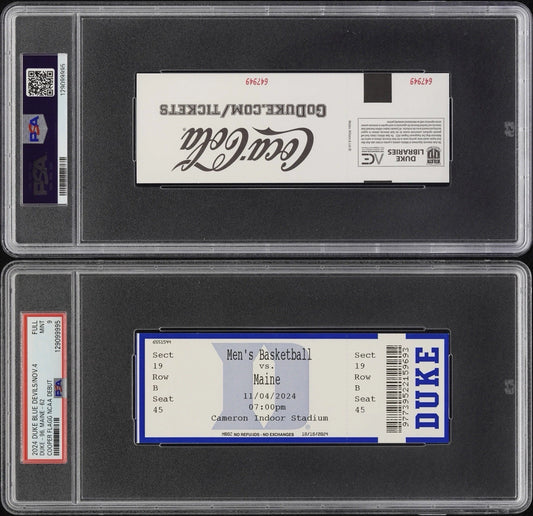 Cooper Flagg, Kon Knueppel, & Others NCAA Debut Ticket Stub 2024 Duke vs Maine PSA 9! (Unsigned)