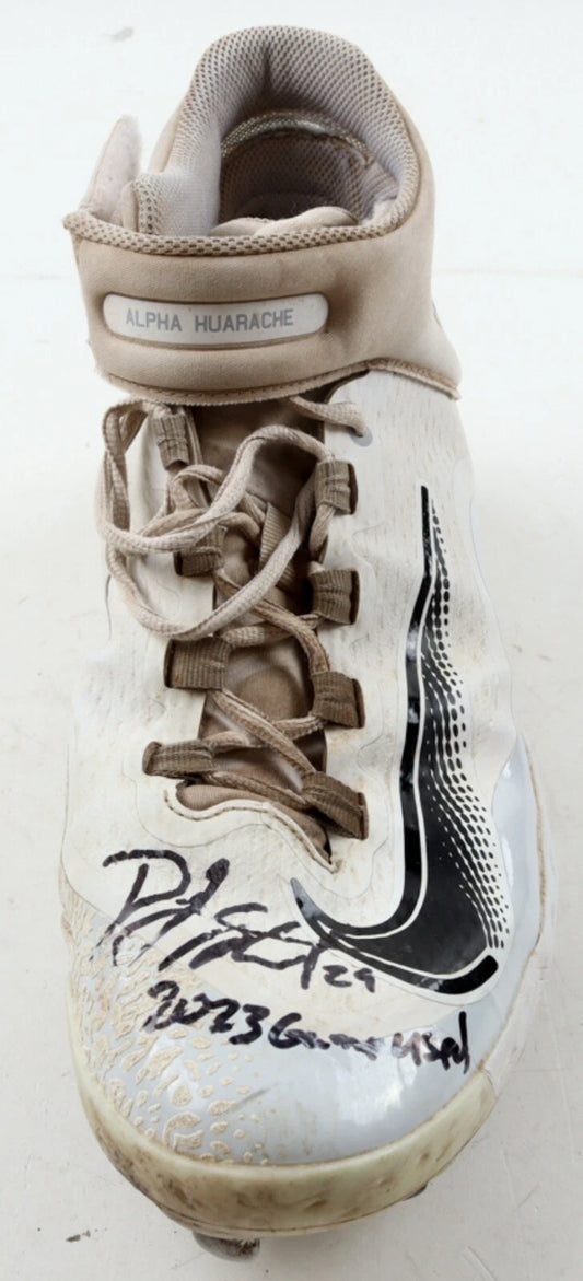 DJ Stewart Autographed/Signed Nike Baseball Cleat "2023 Game-Used" JSA Heavy Use!