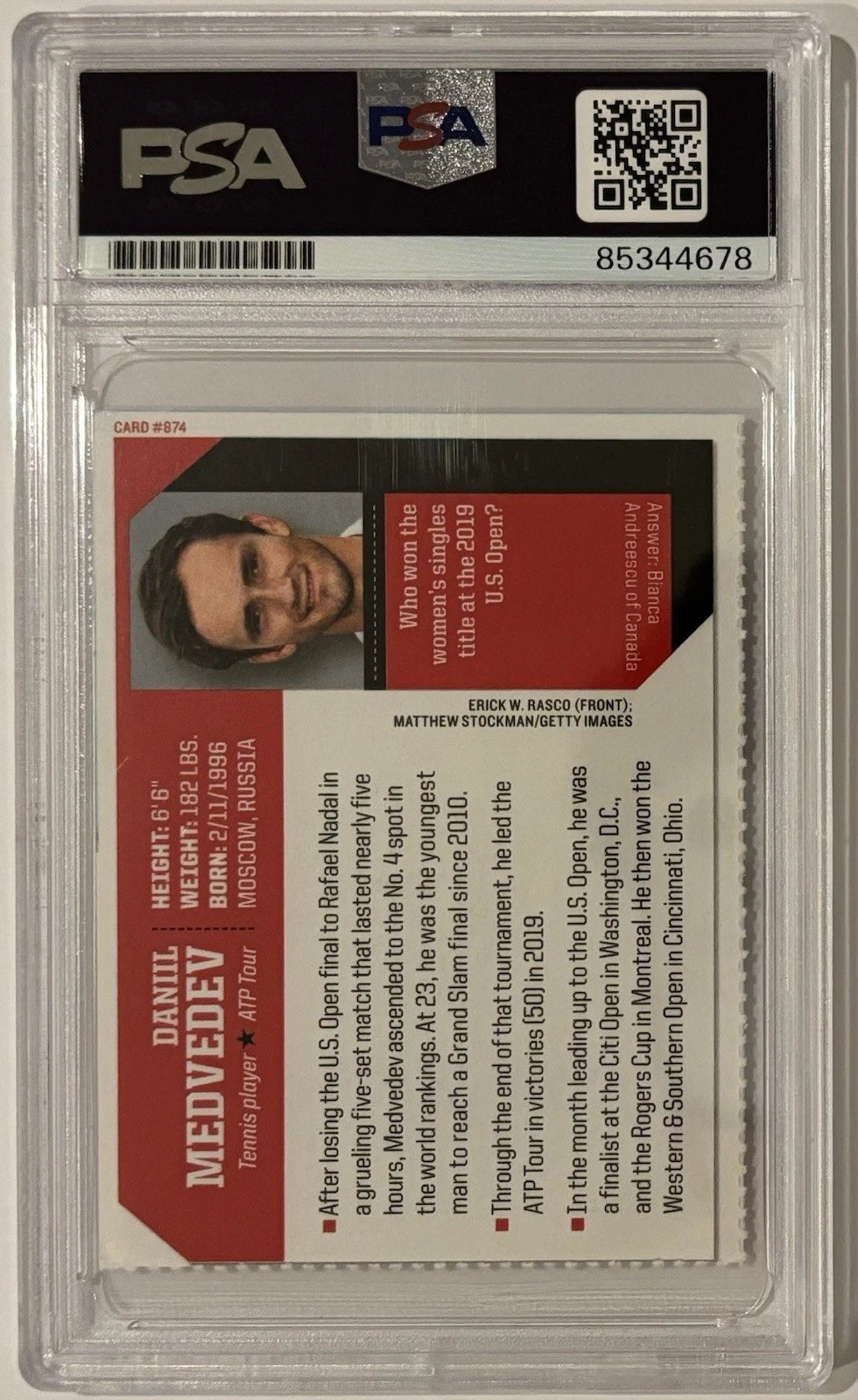 Daniil Medvedev Autographed/Signed Sports Illustrated SI Kids Card #874 PSA!