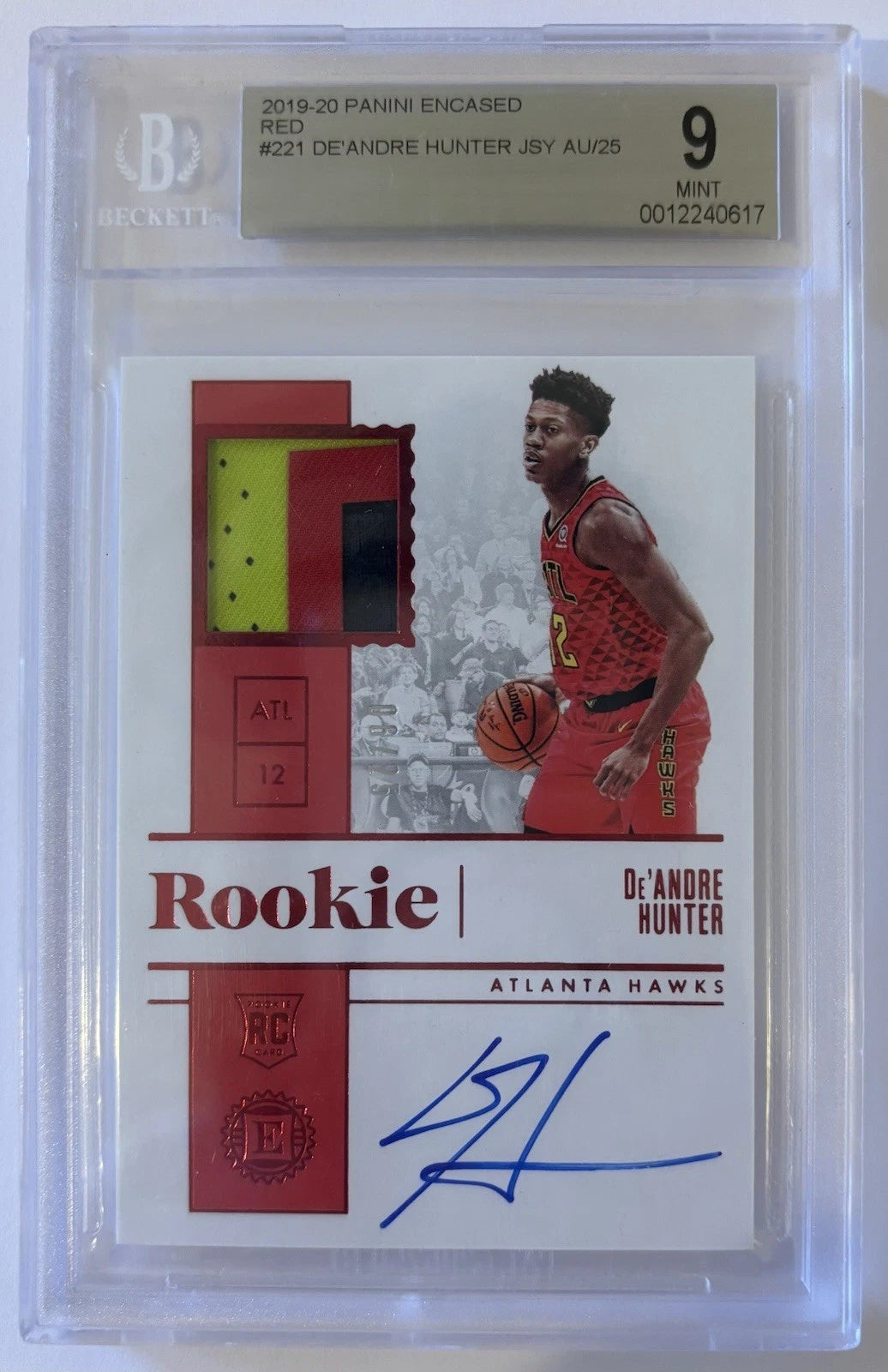 De'Andre Hunter 2019-20 Panini Encased Red RPA /25 RC Card BGS 9 Auto 10!