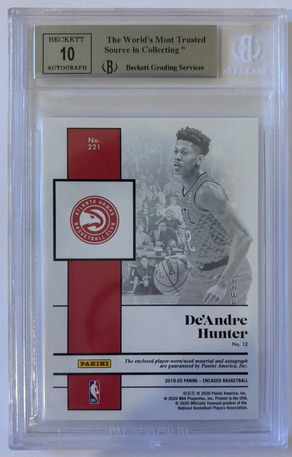 De'Andre Hunter 2019-20 Panini Encased Red RPA /25 RC Card BGS 9 Auto 10!