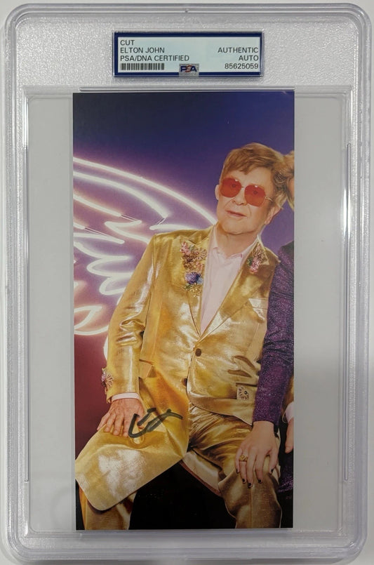 Elton John Autographed/Signed Photo Cut 4x8 Who Believes in Angels PSA Encapsulated!