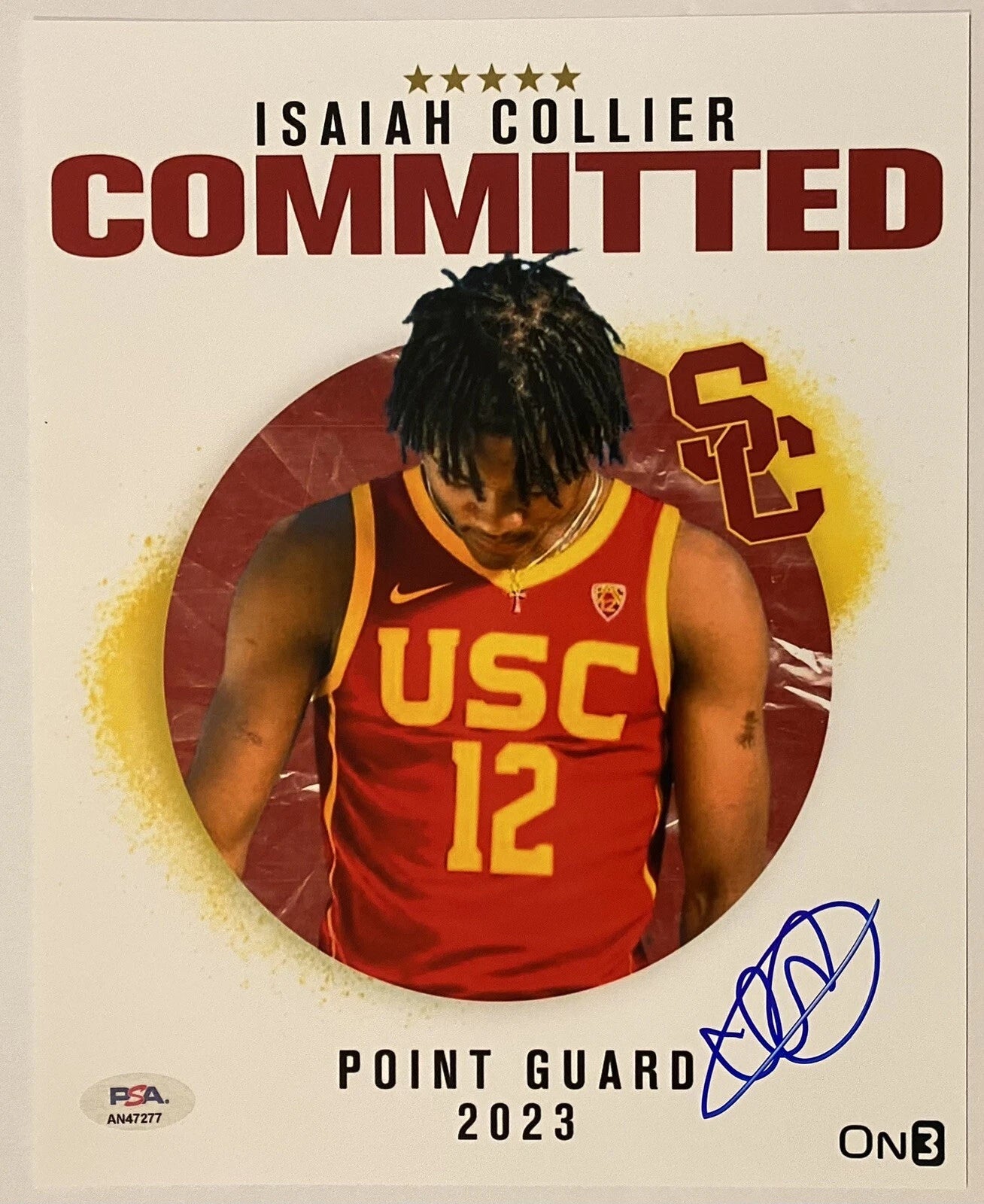 Isaiah Collier Autographed/Signed USC Trojans 8x10 Photo PSA!