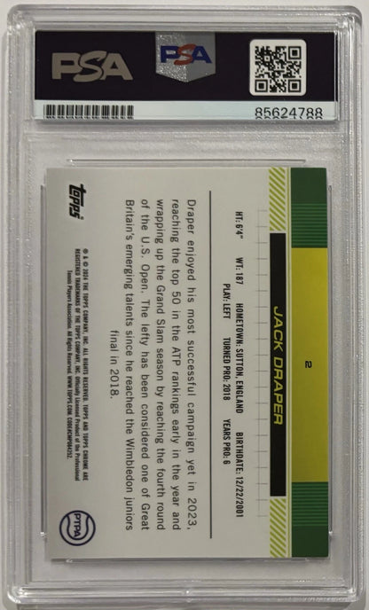Jack Draper Autographed/Signed 2024 Topps Chrome 1st Card Prism Refractor PSA & Exact Proof!