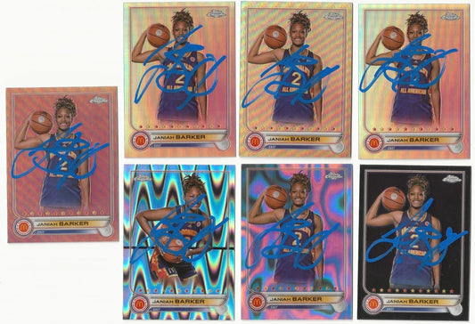 LOT Of 7 Janiah Barker Signed Pre-Rookie Cards: 2022 Topps Chrome McDonald's Refractors