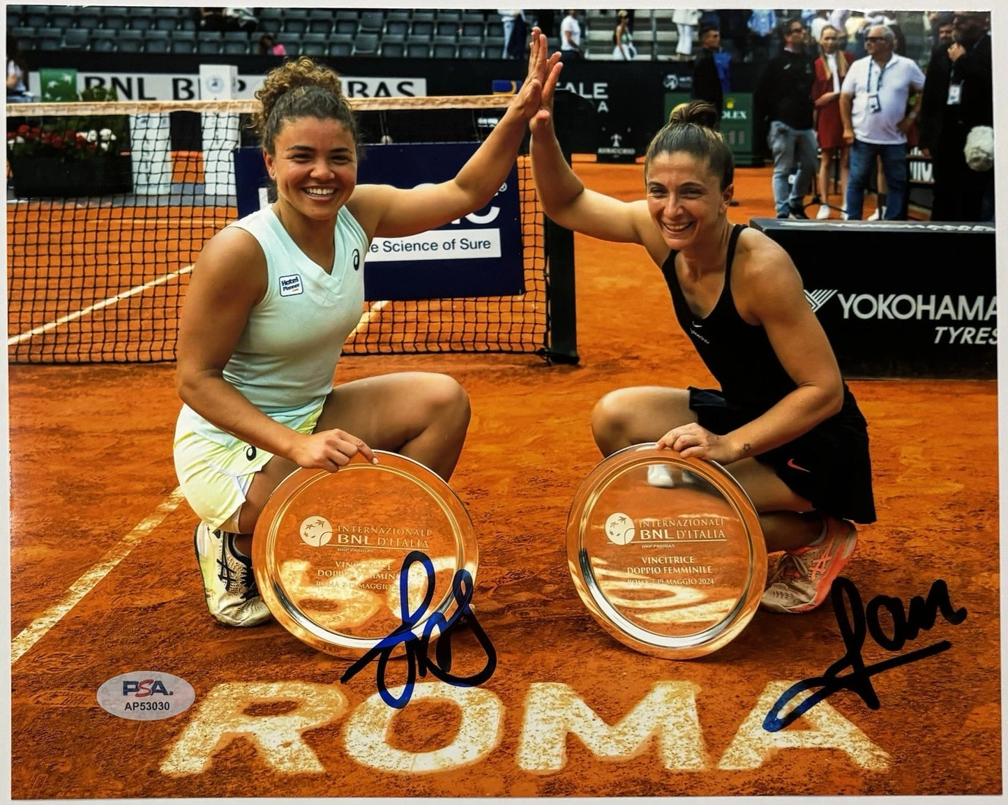 Jasmine Paolini & Sara Errani Autographed/Signed 8X10 Photo PSA!