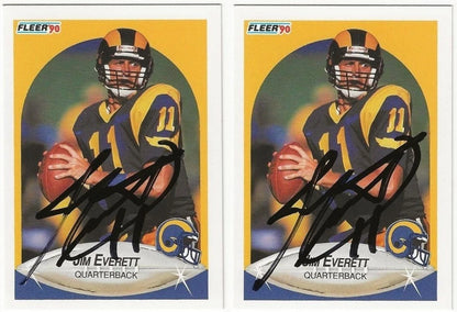 Lot Of 2 Jim Everett Autographed/Signed 1990 Fleer Cards Los Angeles Rams!