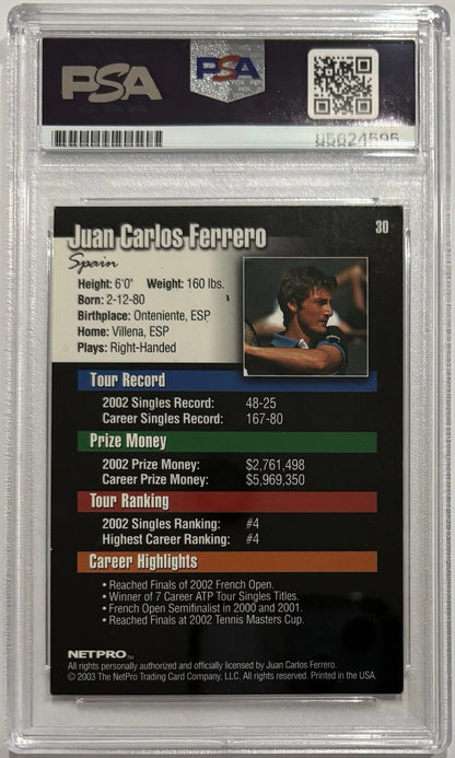 Juan Carlos Ferrero Autographed/Signed 2003 NetPro Tennis RC Card PSA!