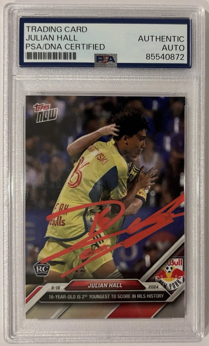 Julian Hall Autographed/Signed 2024 MLS Topps Now New York Red Bulls RC Card PSA!