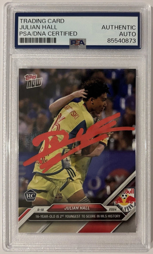Julian Hall Autographed/Signed 2024 MLS Topps Now New York Red Bulls RC Card PSA!