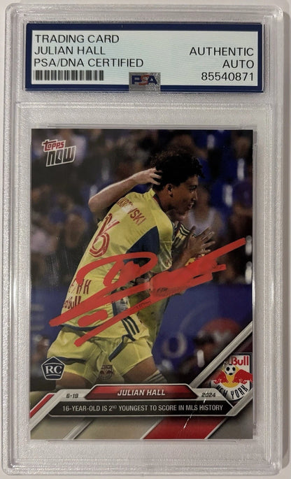 Julian Hall Autographed/Signed 2024 MLS Topps Now New York Red Bulls RC Card PSA!