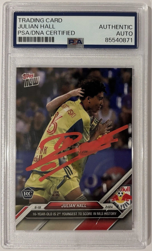 Julian Hall Autographed/Signed 2024 MLS Topps Now New York Red Bulls RC Card PSA!