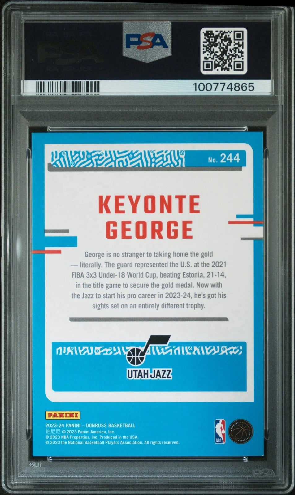 Keyonte George 2023-24 Panini Donruss Rated Rookie RC Card Utah Jazz Red Choice PSA 8!