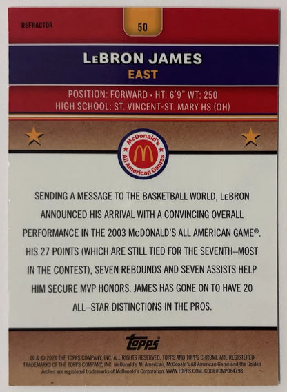 LeBron James 2024 -25 Topps Chrome Mcdonald’s All American Refractor #50! (Unsigned)