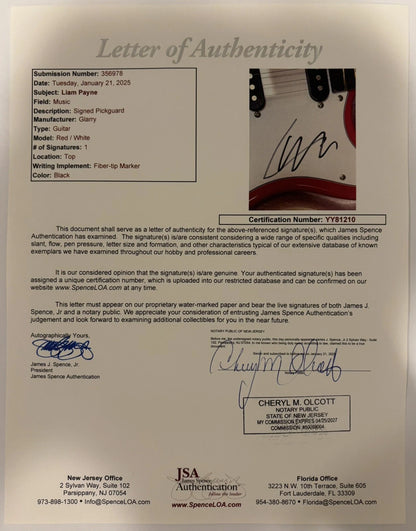 Liam Payne Autographed/Signed Electric Guitar JSA LOA!