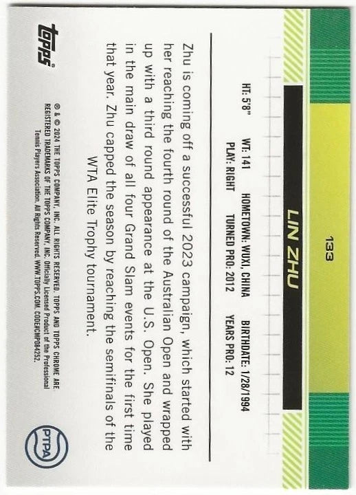 Lin Zhu Autographed/Signed 2024 Topps Chrome Card Exact Proof!
