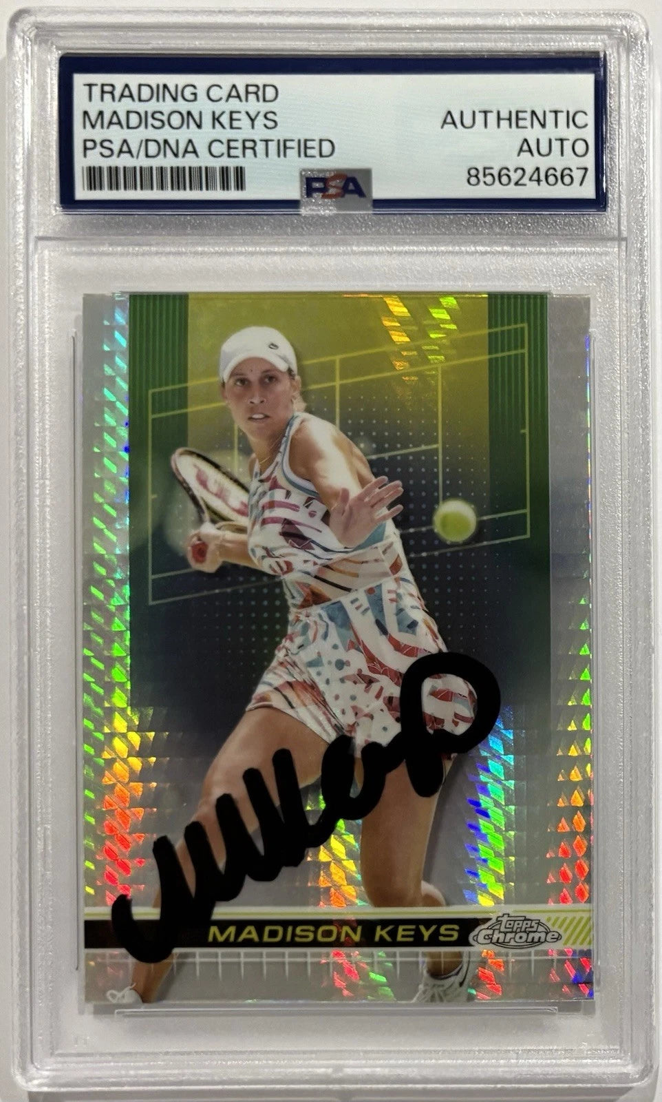 Madison Keys Autographed/Signed 2024 Topps Chrome Card Prism Refractor PSA & Exact Proof!