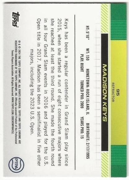 Madison Keys Autographed/Signed 2024 Topps Chrome Refractor Card Exact Proof!