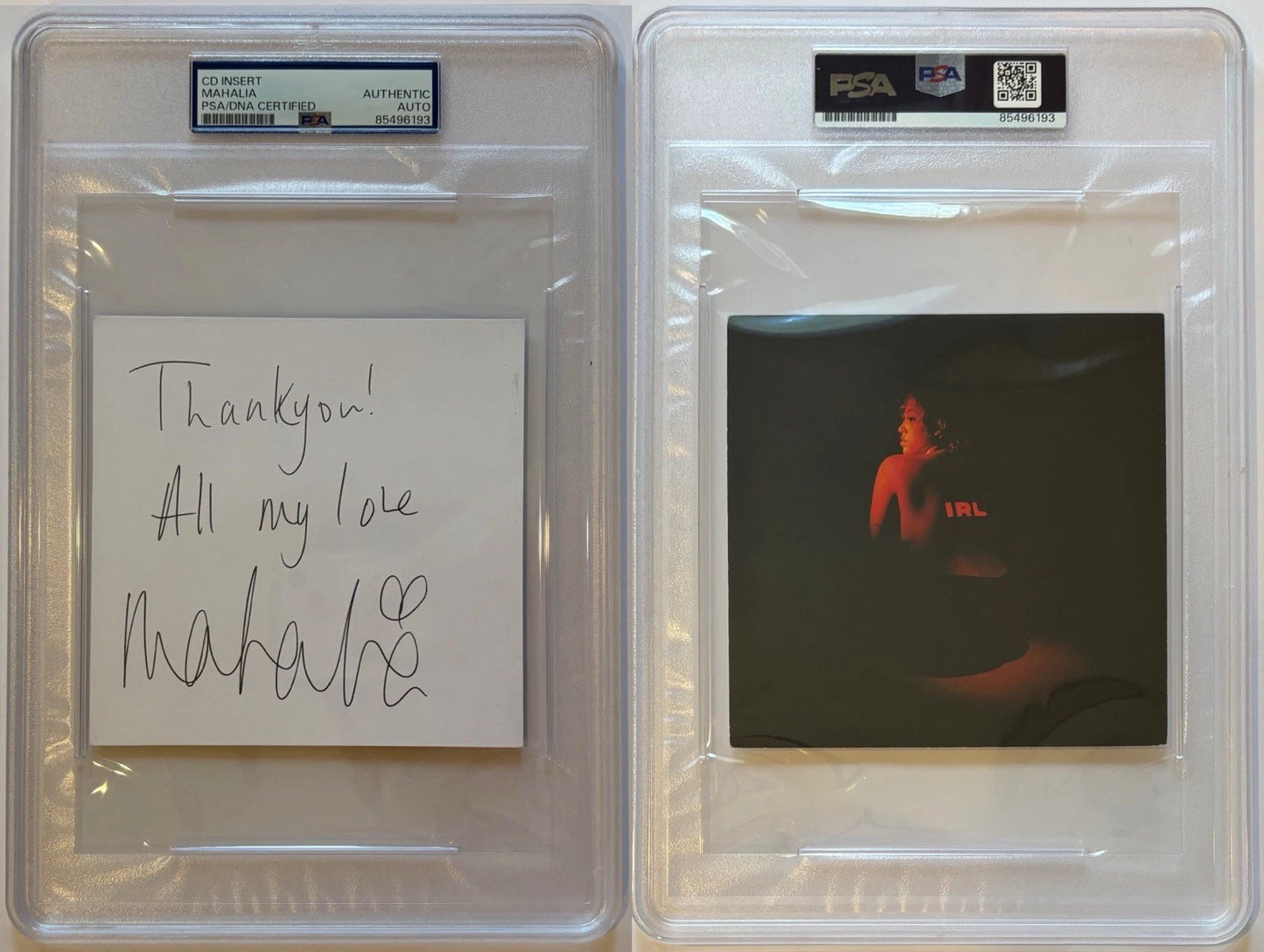 Mahalia Autographed/Signed & Inscriptions IRL CD Insert PSA Encapsulated!