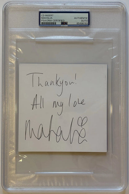 Mahalia Autographed/Signed & Inscriptions IRL CD Insert PSA Encapsulated!