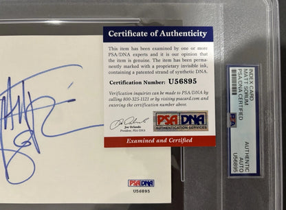 Matt Sorum (Guns N' Roses) Autographed/Signed 4x6 Index Card PSA COA Encapsulated!