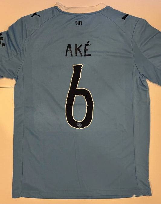 Nathan Ake Manchester City #6 Blue Jersey Home Kit Size Large!