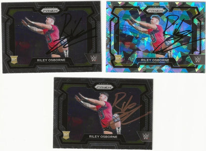 LOT Of 3 Riley Osborne Autographed/Signed 2024 Panini Prizm WWE NXT RC Cards!