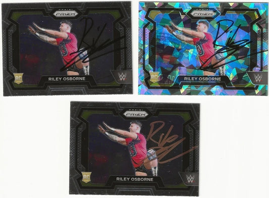LOT Of 3 Riley Osborne Autographed/Signed 2024 Panini Prizm WWE NXT RC Cards!