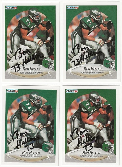 LOT Of 4 Ron Heller Autographed/Signed 1990 Fleer NFL Cards Philadelphia Eagles!